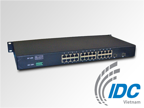 Switch công nghiệp 24 port 10/100Base-Tx RJ45 + 2 SFP module 1000M