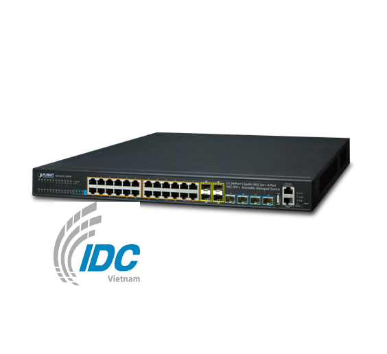 Layer 3 24-Port 10/100/1000T 802.3at PoE + 4-Port 10G SFP+ Stackable Managed Switch