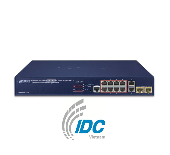 8-Port 10/100/1000Mbps 802.3at PoE + 2-Port 10/100/1000Mbps + 2-Port 100/1000X SFP Managed Switch