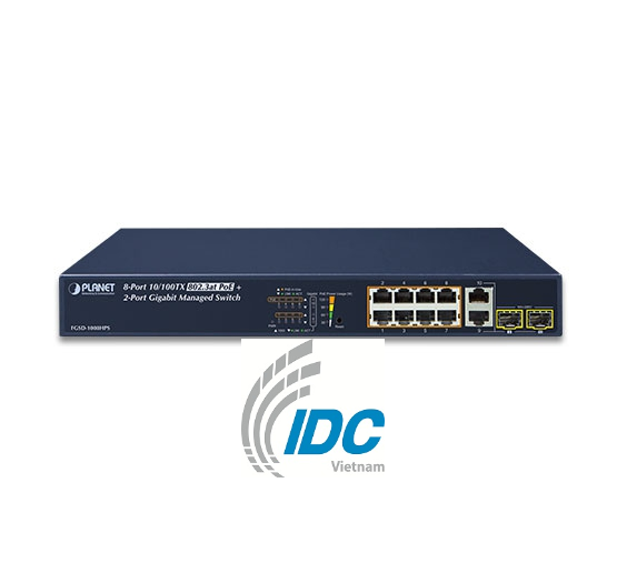 8-Port 10/100TX 802.3at PoE + 2-Port Gigabit TP/SFP Combo Managed Ethernet Switch