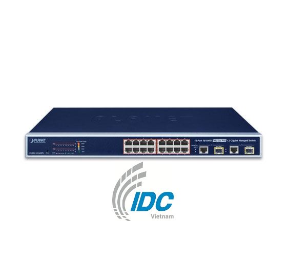 16-Port 10/100TX 802.3at PoE + 2-Port Gigabit TP/SFP Combo Managed Ethernet Switch