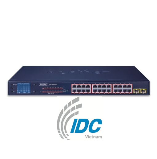 24-Port 10/100/1000T 802.3at PoE + 2-Port Gigabit SFP Ethernet Switch with LCD PoE Monitor