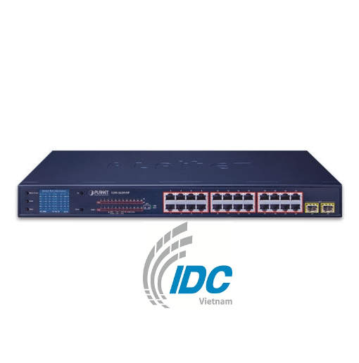 24-Port 10/100/1000T 802.3at PoE + 2-Port Gigabit SFP Ethernet Switch with LCD PoE Monitor