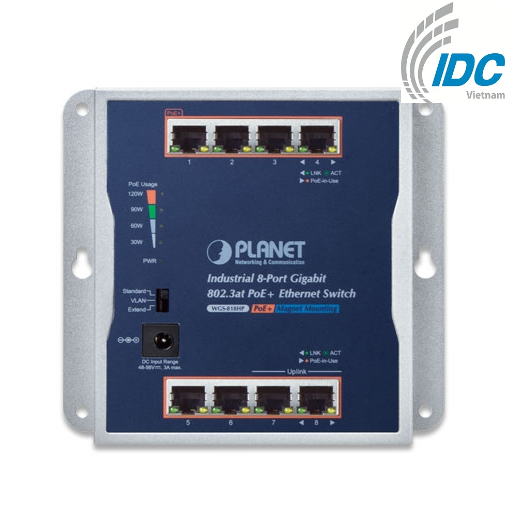 Industrial 8-Port 10/100/1000T Wall-mounted Gigabit PoE+ Switch
