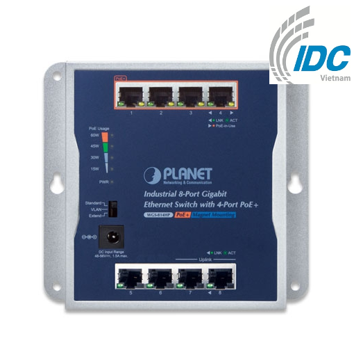 Industrial 8-Port 10/100/1000T Wall-mounted Gigabit Switch with 4-port PoE