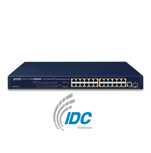 24-Port 10/100BASE-TX 802.3at PoE + 1-Port Gigabit TP/SFP Combo Ethernet Switch
